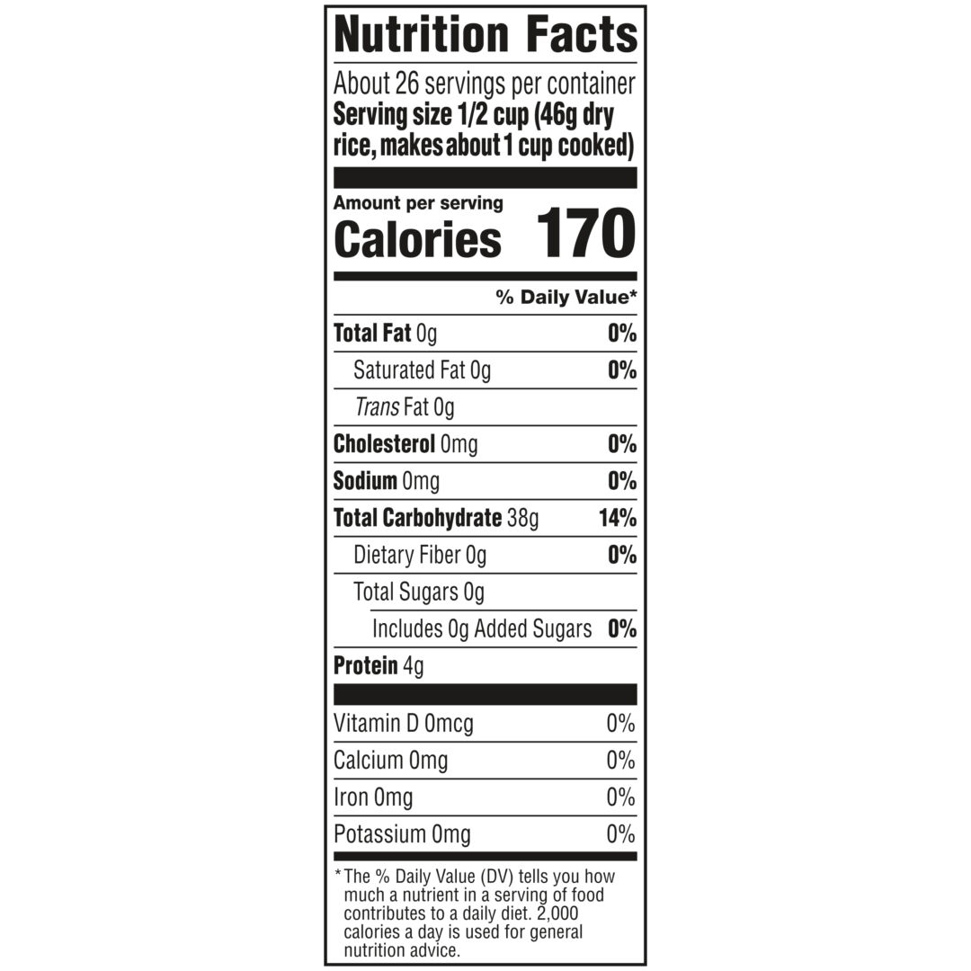 Nutrition Facts Instant White Rice