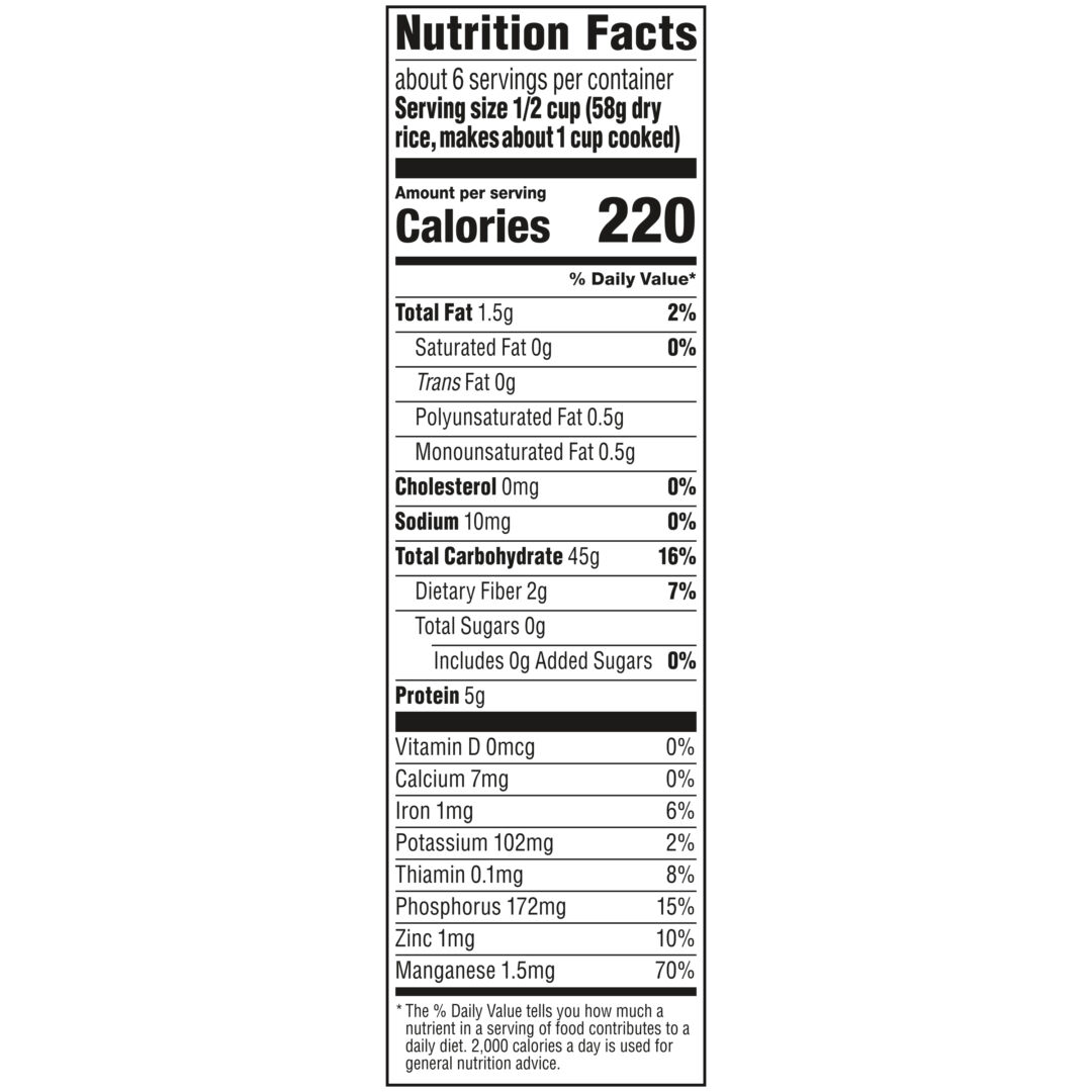 Nutrition Facts Instant Rice & Quinoa