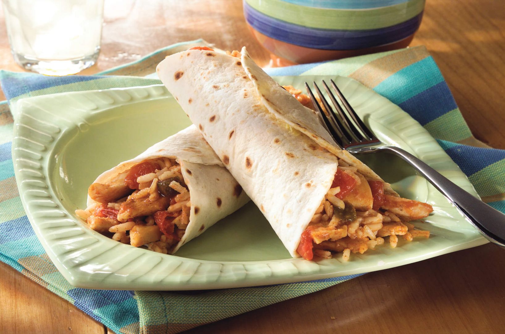 chicken and rice burritos with brown rice and cheese