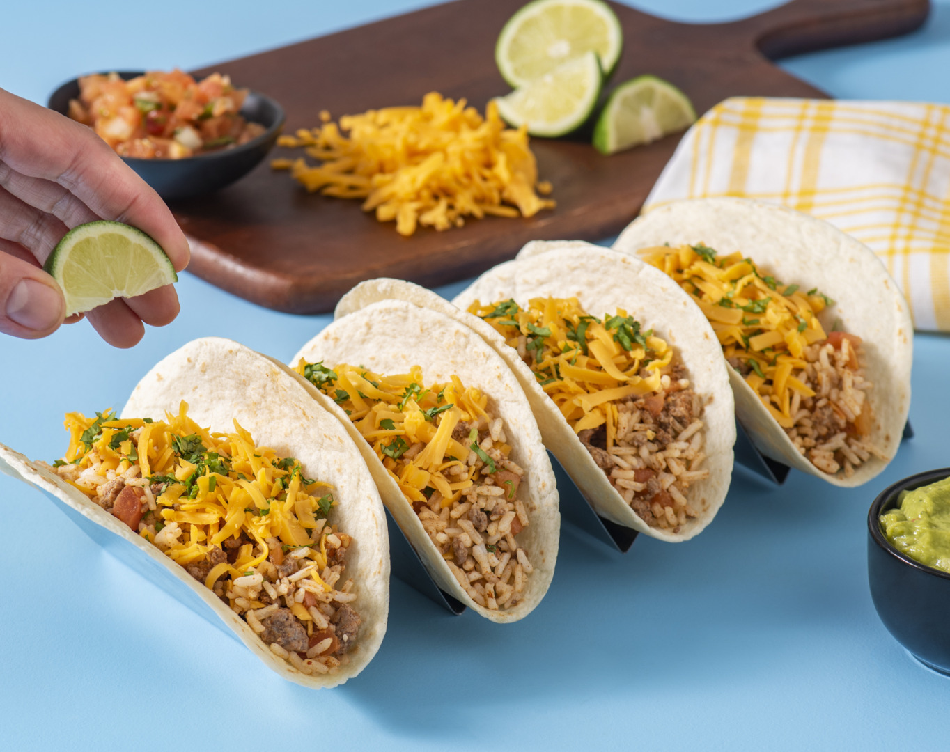 Easy Beef and Rice Soft Tacos with White Rice