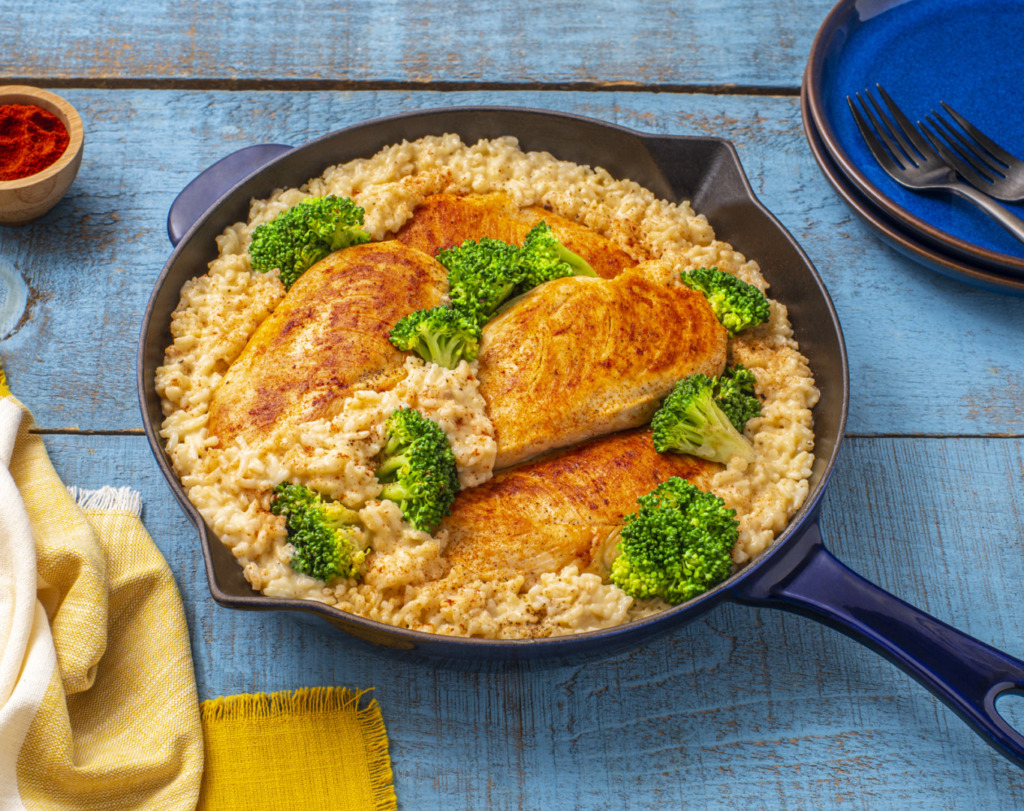 chicken-white-rice-and-broccoli-skillet