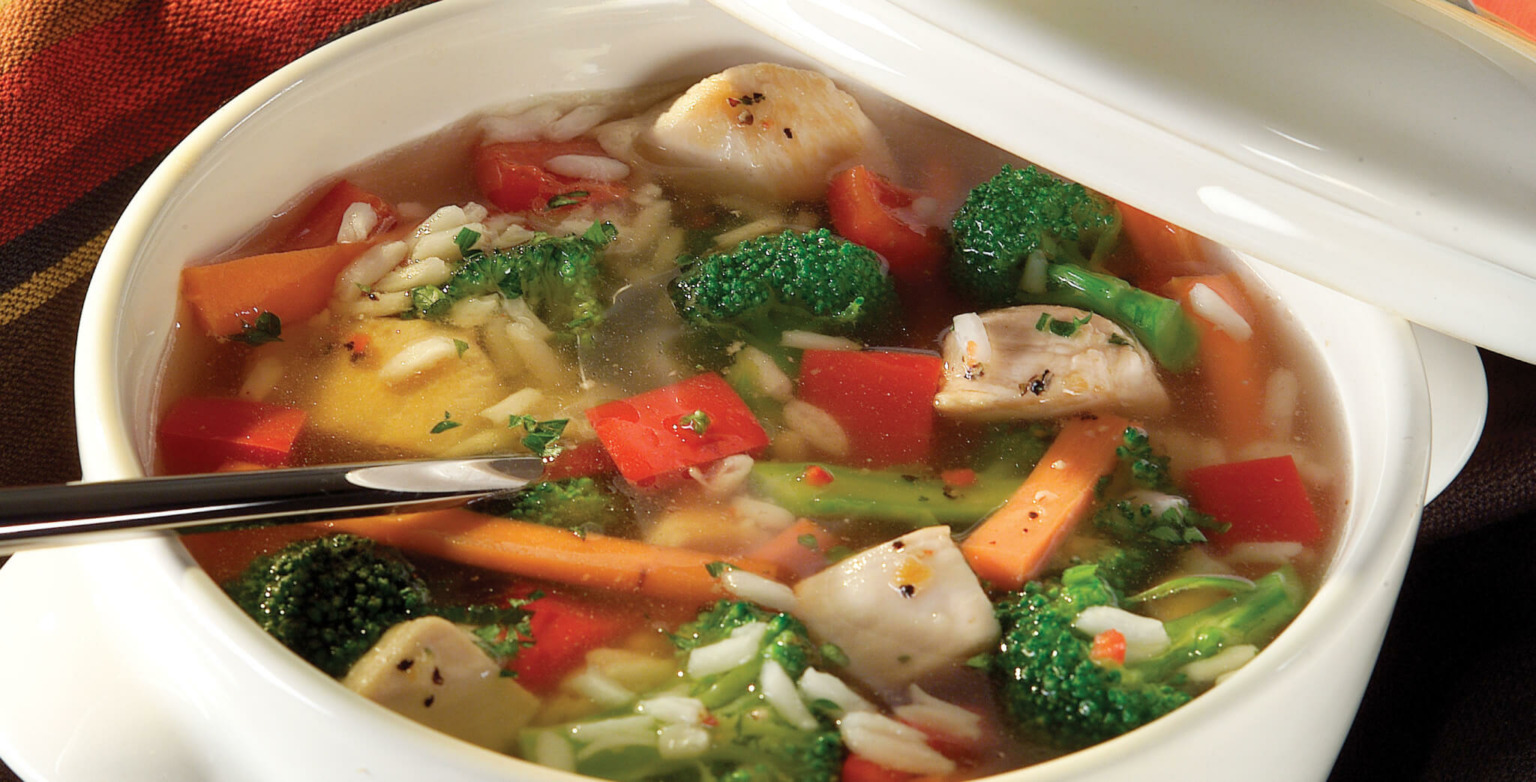 Chunky Chicken Vegetable Soup with Rice