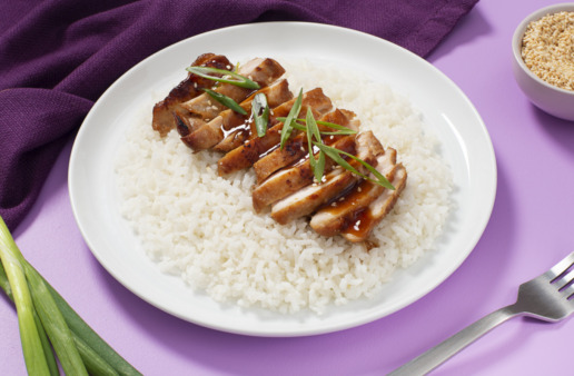 jasmine rice and chicken with soy and ginger