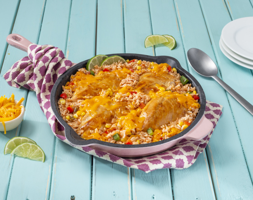 mexican-rice-dinner-with-chicken-and-cheese