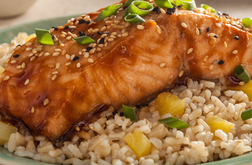 Soy Glazed Salmon with Pineapple Rice