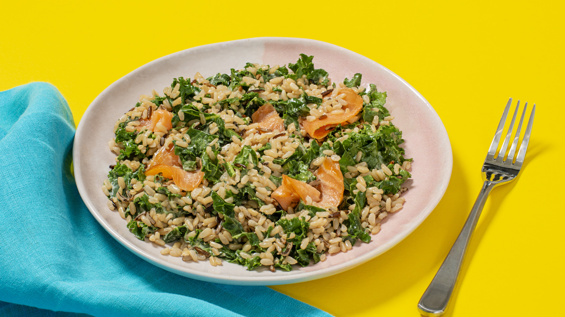 Quick Kale Salad with Smoked Salmon | Minute® Rice