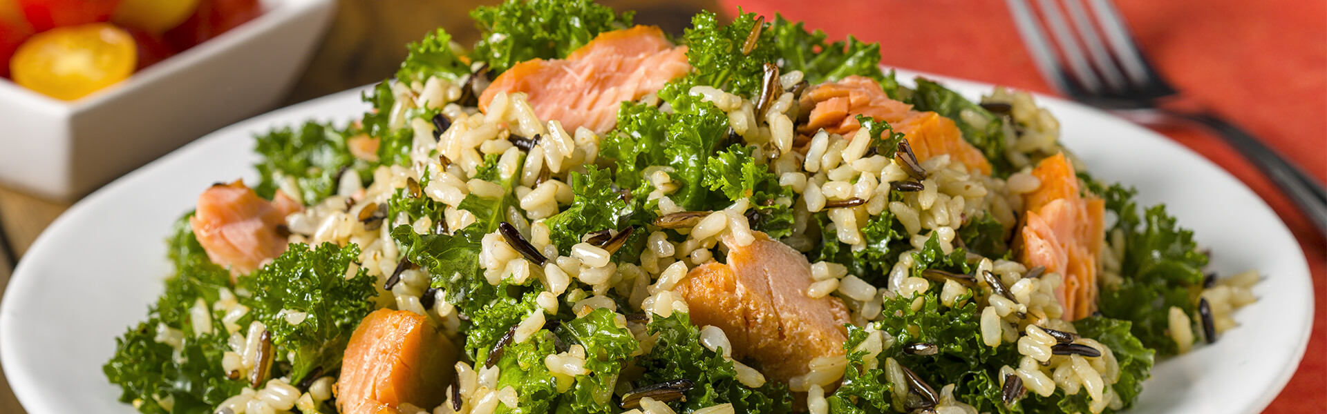 Quick Kale Salad with Smoked Salmon Minute® Rice