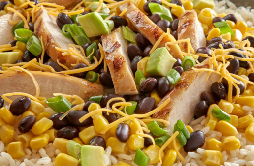 Southwest Style Chicken Bowl with rice
