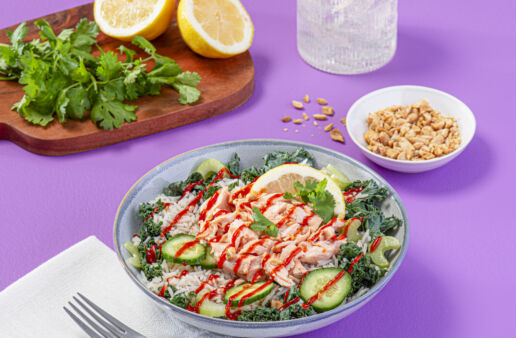 Sriracha Salmon, Kale and Basmati Rice Bowl Recipe