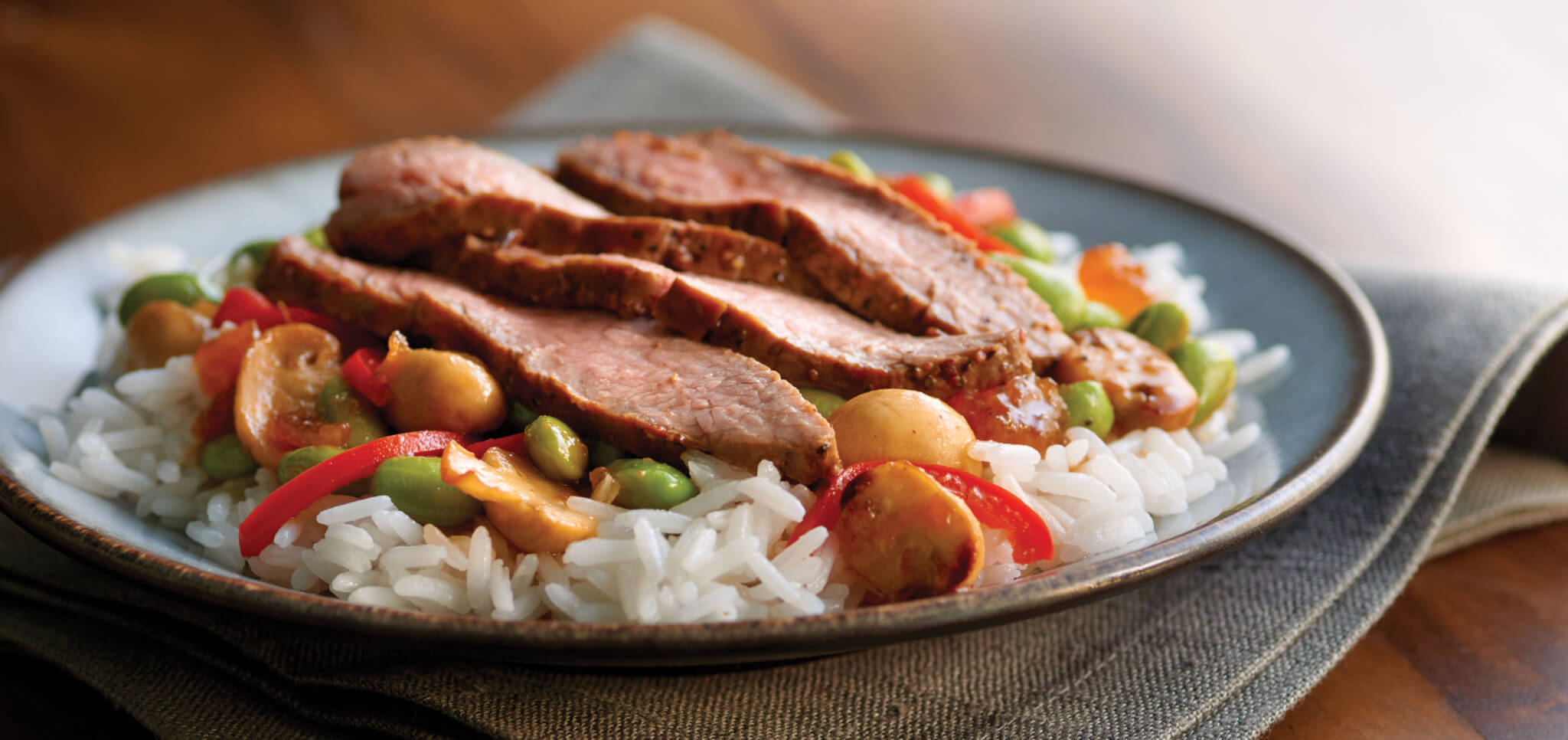 Easy AsianStyle Steak with Mushrooms and Jasmine Rice Minute® Rice