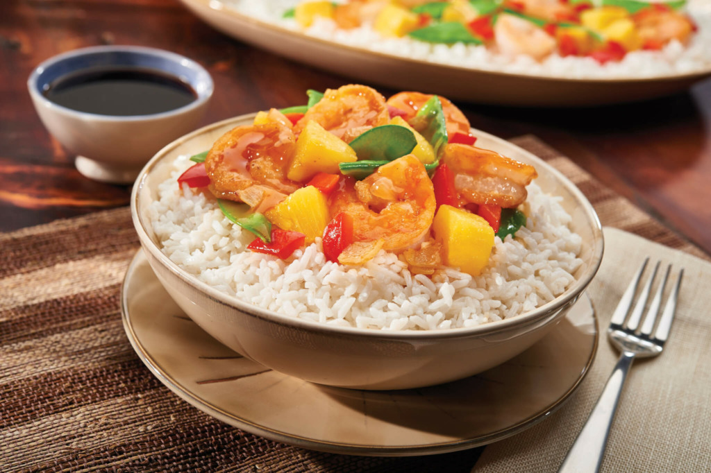 Sweet and Sour Shrimp with rice