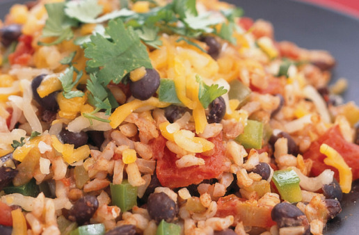 Spicy-Rice-Bean-and-Cheese-Skillet-with-brown-rice