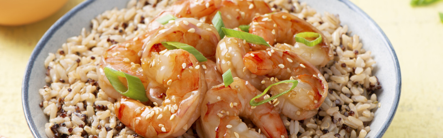 Easy Sesame Hoisin Shrimp with Rice and Quinoa