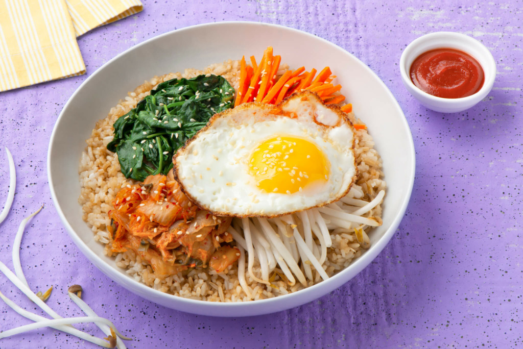 Quick Korean Bibimbap with rice