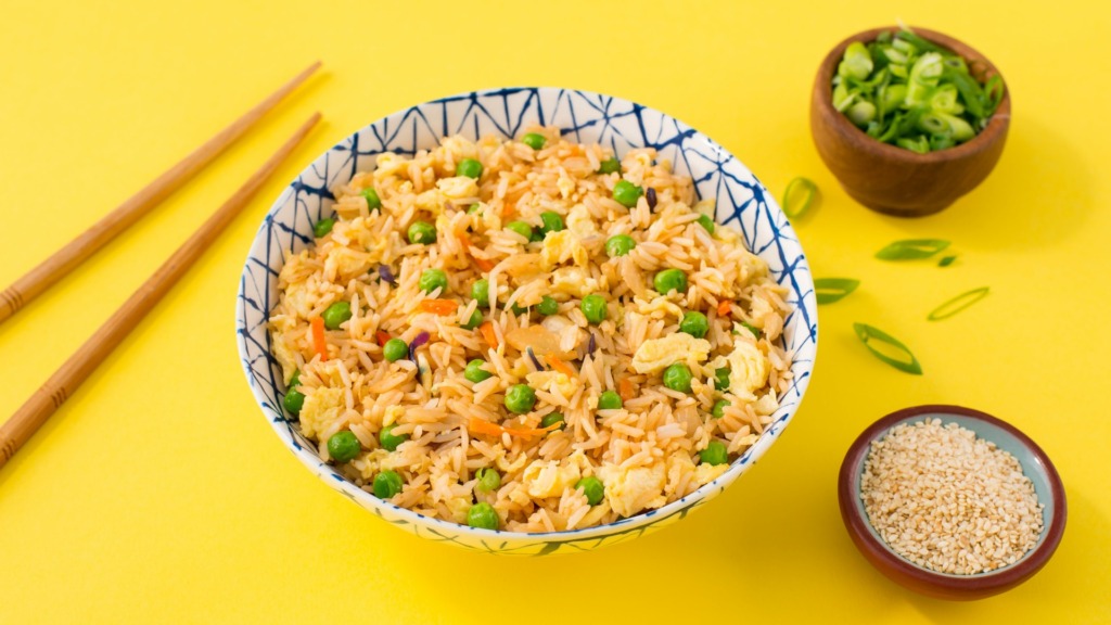 microwave-fried-rice-with-egg-scallions-carros-peas-and-sesame-seeds