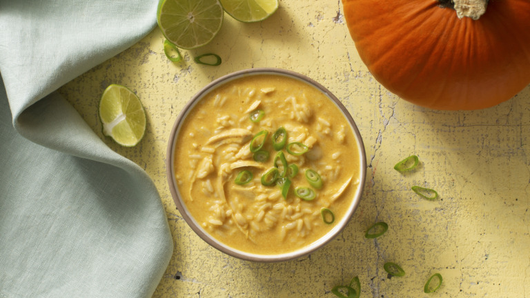 Pumpkin Curry Turkey Soup with Rice