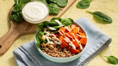 Rice and Quinoa Bowl with Harissa Glazed Carrots