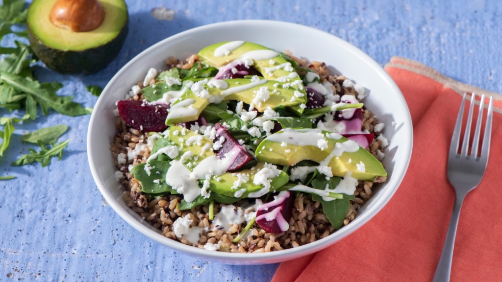 rice-salad-with-beets-avocado-feta-cheese-and-ranch-dressing