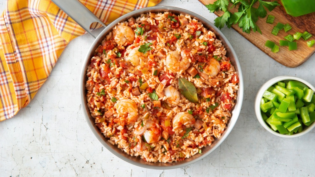shrimp-jambalaya-recipe-with-instant-white-rice-ham-and-green-peppers