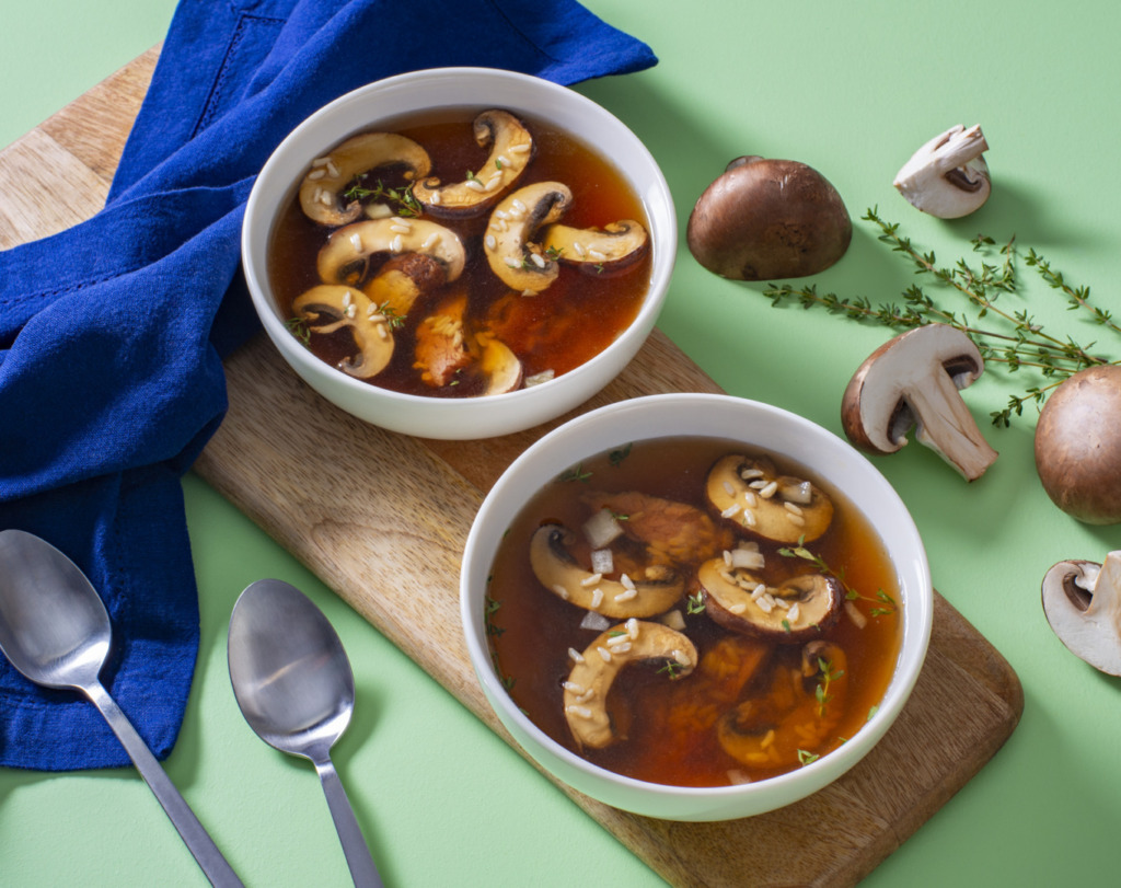 mushroom-soup-with-beef-and-brown-rice