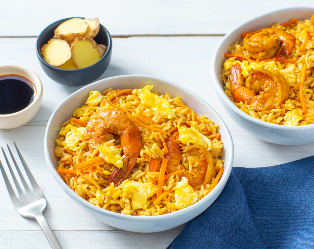 singapore-fried-rice-with-ginger-shrimp-and-jasmine-rice