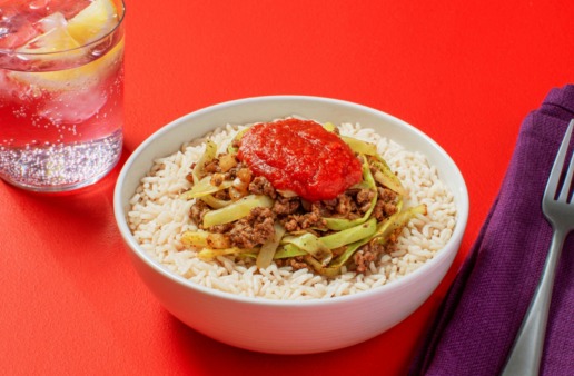 Cabbage roll rice bowl recipe with beef