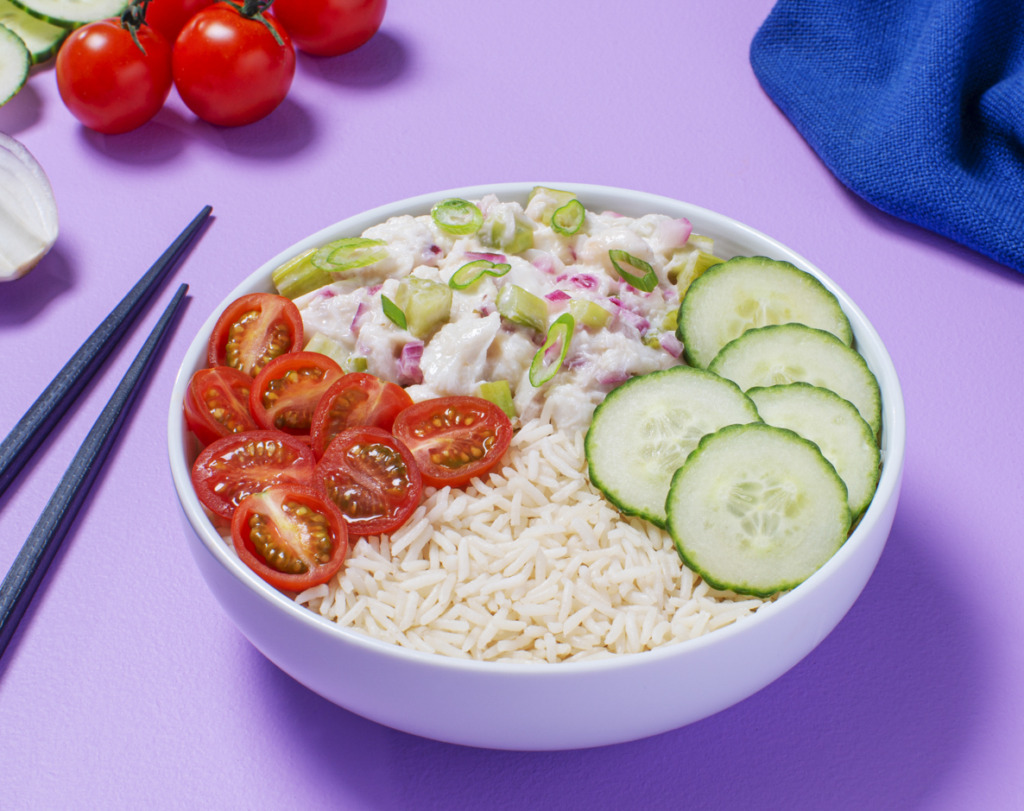 Summer crab roll rice bowl with basmati