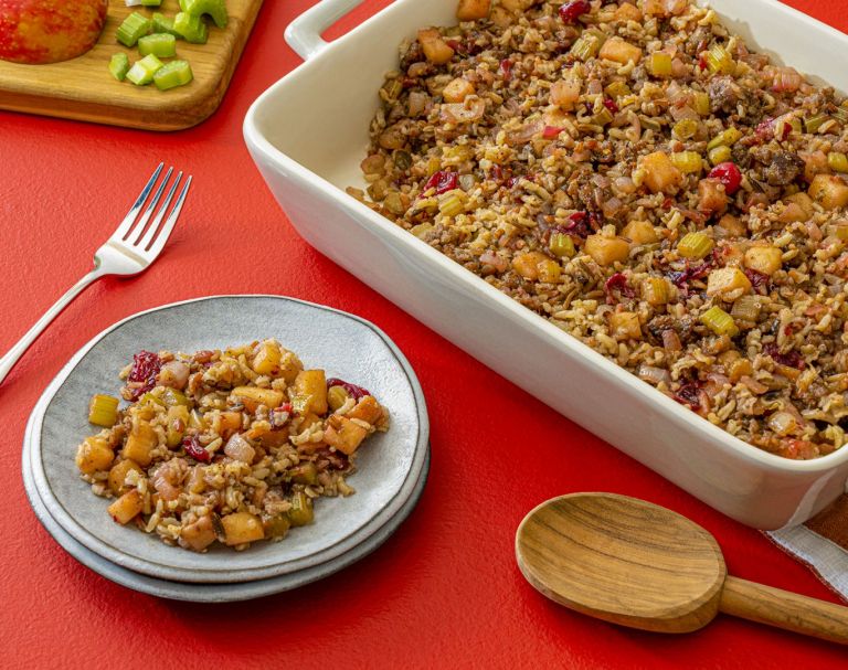 Rice and Quinoa Holiday Sausage Stuffing
