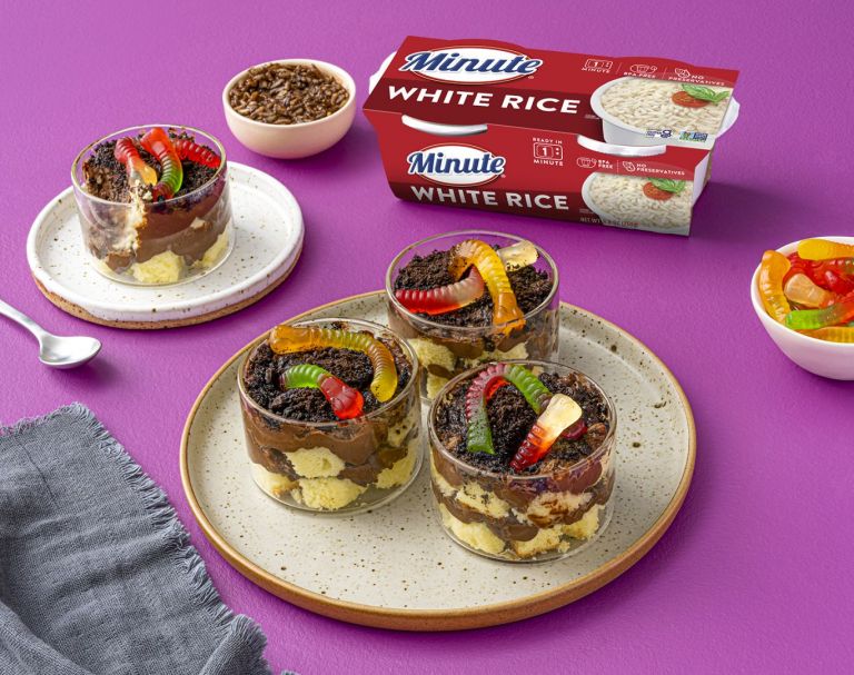 Spiced Chocolate Rice Pudding Halloween Dirt Cups