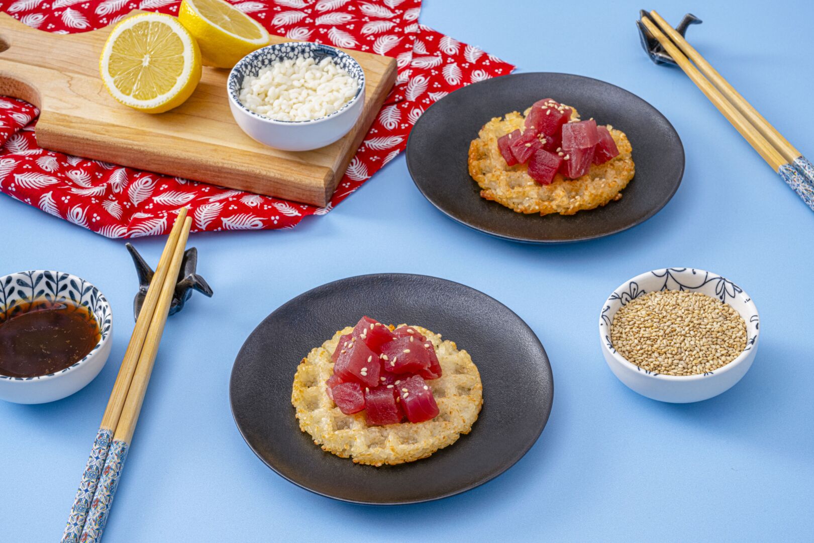 Crispy Mini Rice Waffle with Ahi Tuna | Minute® Rice