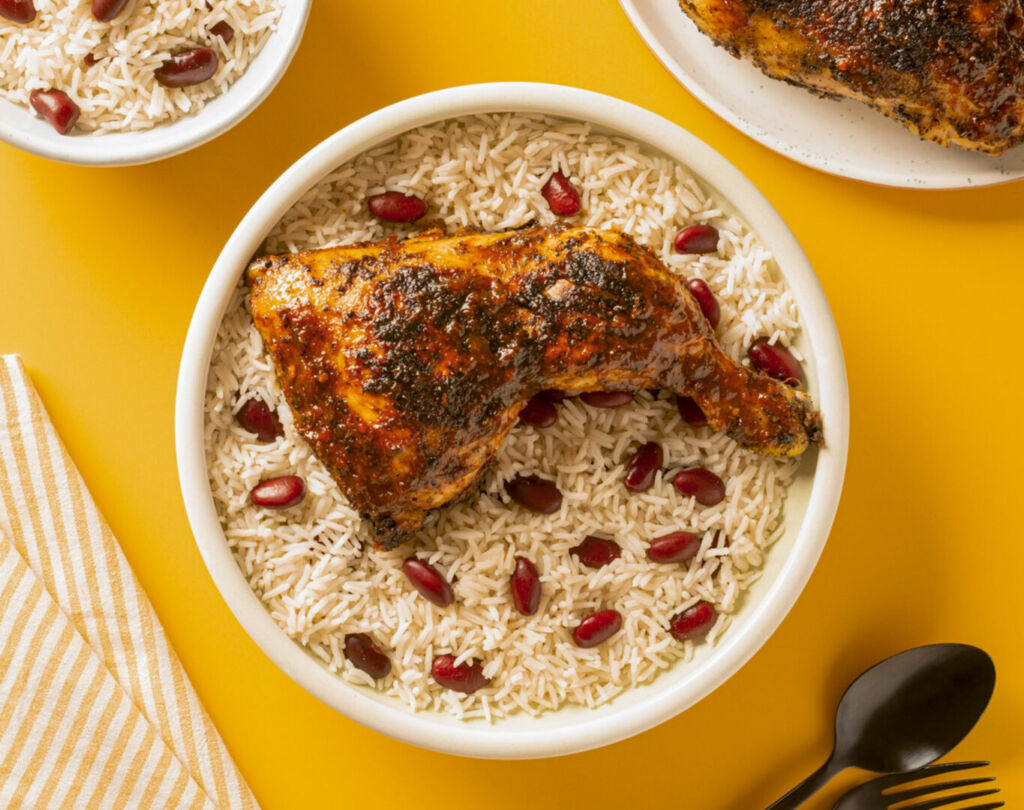 Carribean Jerk Chicken with Rice and Beans