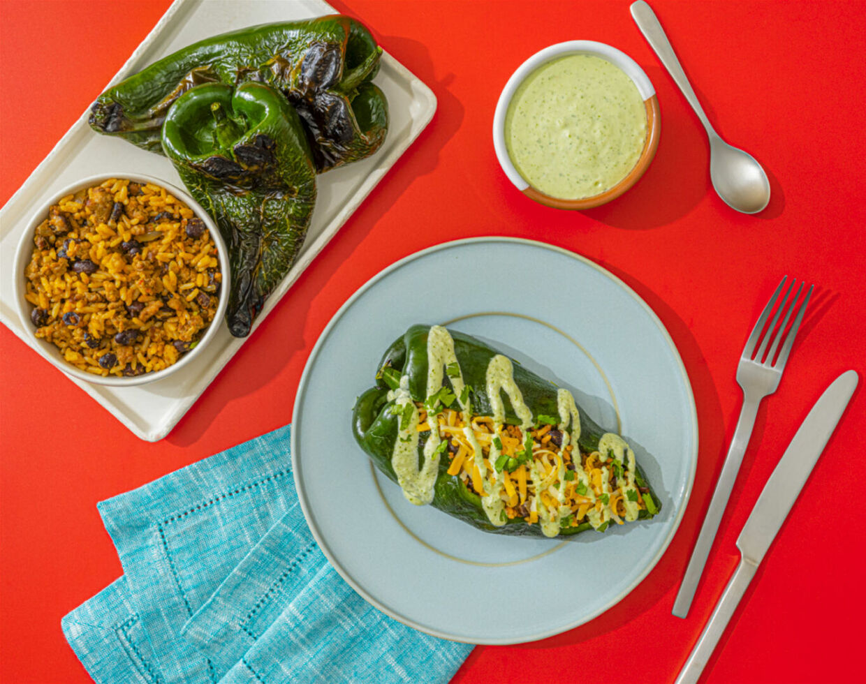 Roasted Stuffed Poblano Peppers