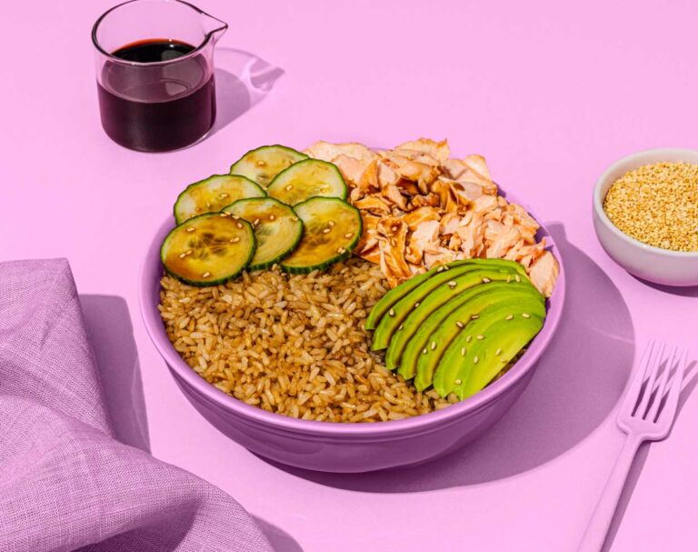 Crispy Brown Rice Salmon Bowl