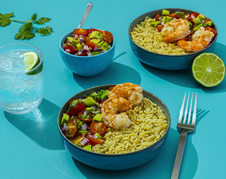 Chili Lime Shrimp & Rice with Avocado Salsa