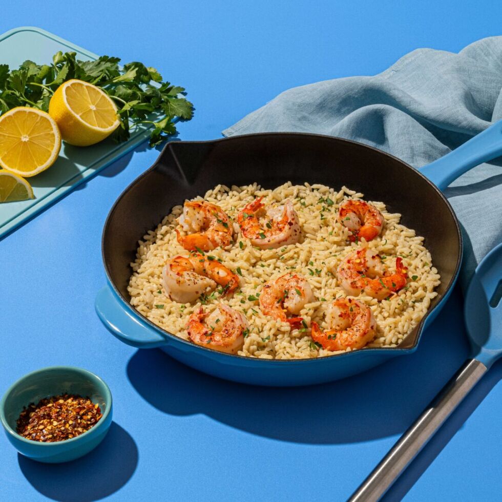 Garlic Parmesan Rice and Shrimp Skillet