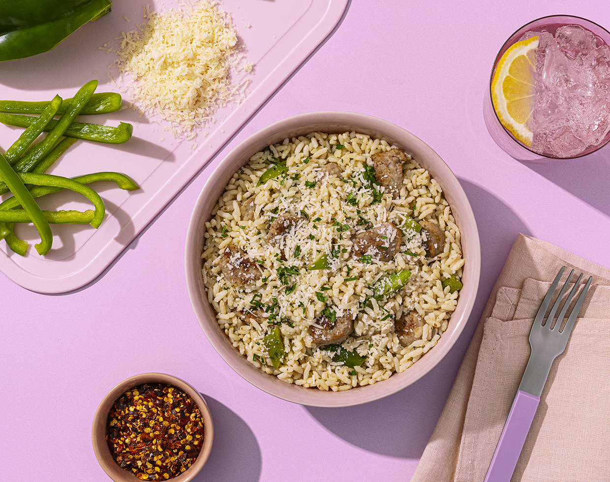 Sausage & Garlic Parmesan Rice Bowl