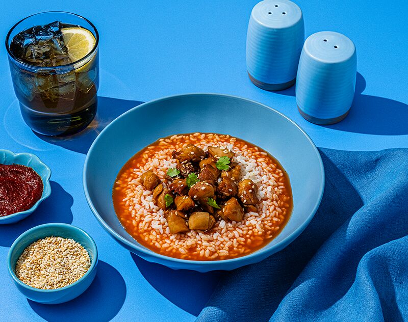 Honey Soy Chicken with Gochujang Brothy Rice