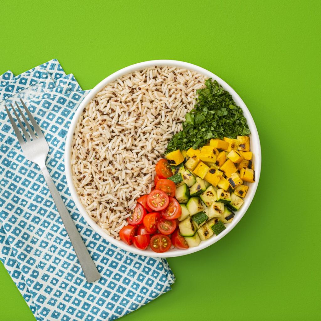 summer garden medley rice bowl